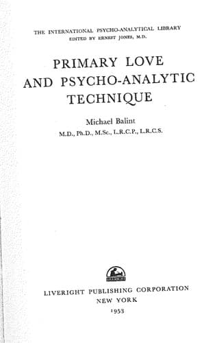 Tapa de Primary love and psycho-analytic technique