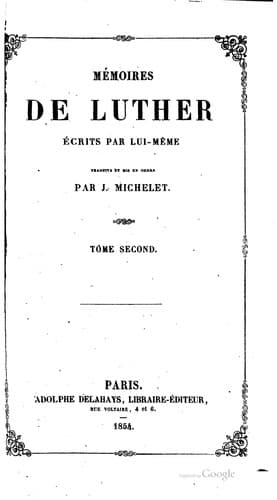 Tapa de Mémoires de Luther