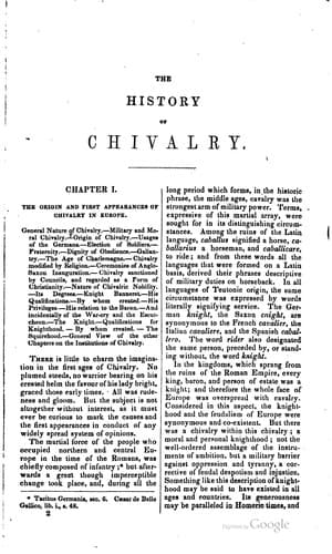 Tapa de The history of chivalry; or knighthood and its times