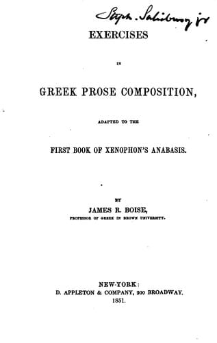 Tapa de Exercises in Greek prose composition