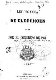 Tapa de Ley organica de elecciones dada por el Congreso de 1860