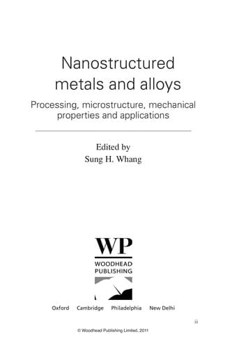 Tapa de Nanostructured metals and alloys