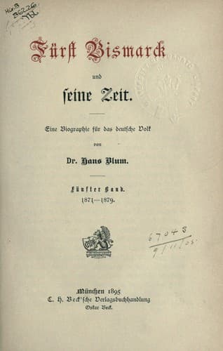 Tapa de Fürst Bismarck und seine Zeit