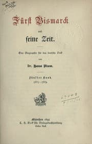 Tapa de Fürst Bismarck und seine Zeit