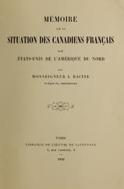 Tapa de Mémoire sur la situation des canadiens français aux États-Unis de l'Amérique du Nord