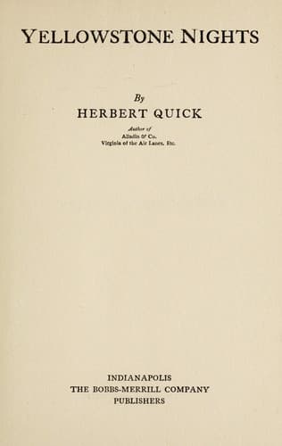Tapa de Yellowstone nights/ c by Herbert Quick