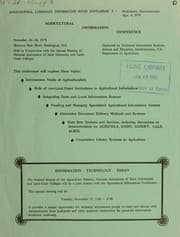 Tapa de Agricultural libraries information notes