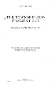 Tapa de The Township government act enacted September 14, 1905