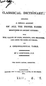 Tapa de A classical dictionary