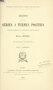 Tapa de Leçons sur les séries à termes positifs professées au Collège de France