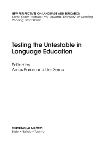 Tapa de Testing the untestable in foreign language education