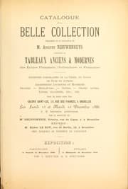 Tapa de Catalogue de la belle collection dépendant de la succession de M. Adolphe Nieuwenhuys composée de tableaux anciens & modernes des écoles flamande, hollandaise et française