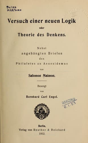 Tapa de Versuch einer neuen Logik oder Theorie des Denkens