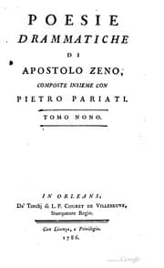 Tapa de Poesie drammatiche di Apostolo Zeno ..