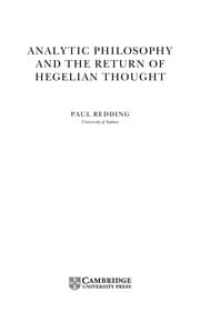 Tapa de ANALYTIC PHILOSOPHY AND THE RETURN OF HEGELIAN THOUGHT