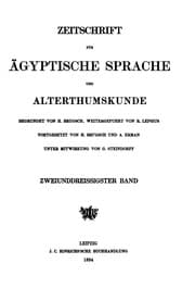 Tapa de Zeitschrift für ägyptische Sprache und Altertumskunde
