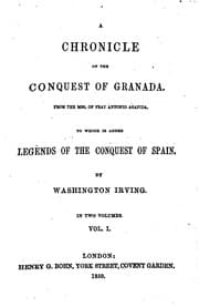 Tapa de A Chronicle of the Conquest of Granada: From the Mss. of Fray Antonio Agapida : to which is ..