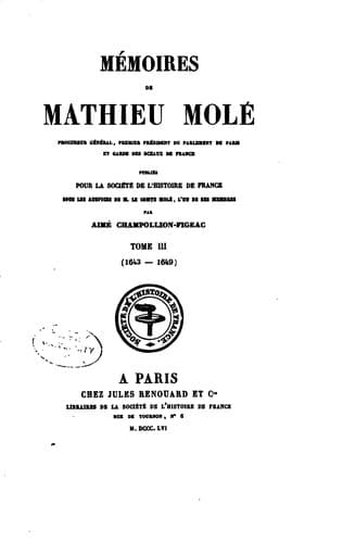 Tapa de Mémoires de Mathieu Molé