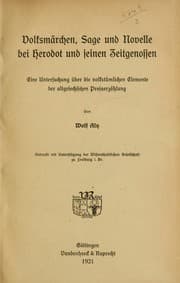 Tapa de Volksmärchen, Sage und Novelle bei Herodot und seinen Zeitgenossen