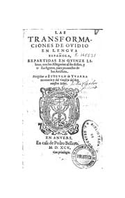 Tapa de Las transformaciones de ouidio en lengua española: Repartidas en quinze ..