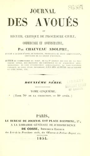 Tapa de Journal des avoués