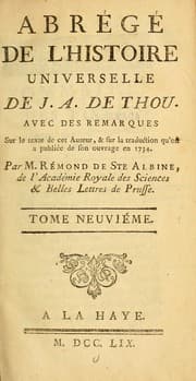 Tapa de Abrégé de l'Histoire Universelle de J.A. de Thou