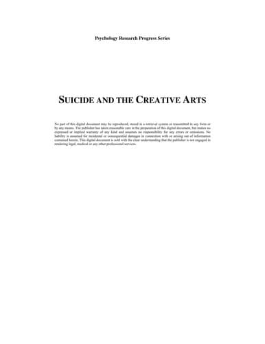 Tapa de Suicide and the creative arts