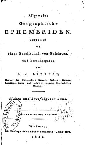 Tapa de Allgemeine geographische Ephemeriden