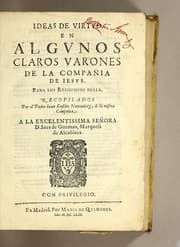Tapa de Ideas de virtud en algunos claros varones de la Compañia de Iesus. Para los religiosos della