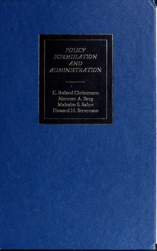 Tapa de Policy formulation and administration