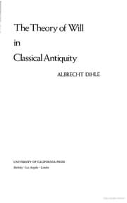 Tapa de The theory of will in classical antiquity