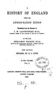 Tapa de A history of England under the Anglo-Saxon kings, tr. by B. Thorpe
