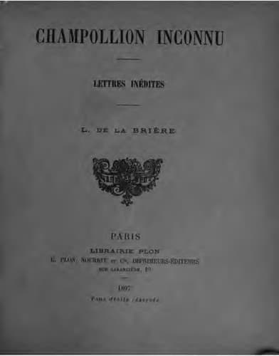 Tapa de Champollion inconnu: Lettres inédites