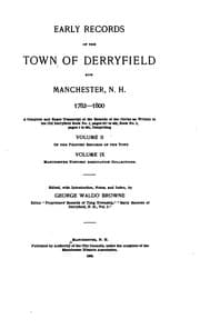 Tapa de Early Records of the Town of Derryfield: Now Manchester, N. H