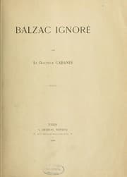 Tapa de Balzac ignoré