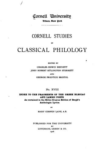 Tapa de Cornell Studies in Classical Philology