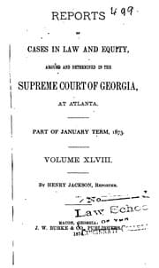 Tapa de reports of cases in law and equity argued and determined in the supreme court of georgia