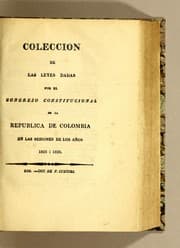 Tapa de Coleccion de las leyes dadas por el Congreso Constitucional de la Republica de Colombia en las sesiones de los años 1825 i 1826