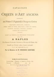 Tapa de Catalogue des objets d'art anciens appartenant au Prince F. Pignatelli d' Aragona Cortes ...