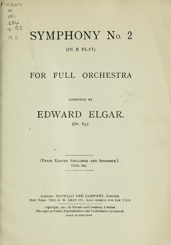 Tapa de Symphony no. 2 in E flat for full orchestra