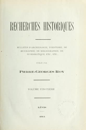 Tapa de Recherches historiques