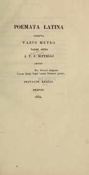 Tapa de Poemata latina scripta vario metro variis annis a T. J. Mathias Anglo ...