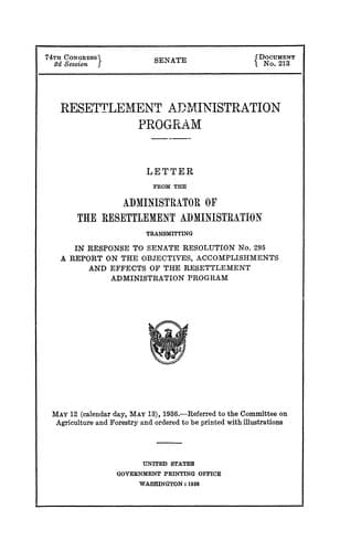 Tapa de Resettlement administration program