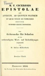Tapa de Epistolae ad Atticum, ad Quintum fratrem et quae vulgo ad Familiares dicuntur temporis ordine dispositae