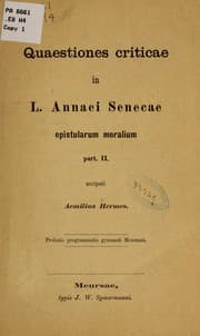Tapa de Quaestiones criticae in L. Annaei Senecae epistularum moralium part. II