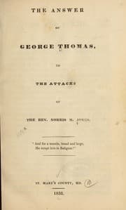 Tapa de The answer of George Thomas, to the attacks of the Rev. Norris M. Jones ...