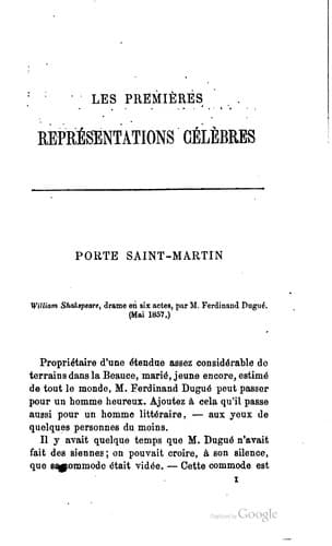 Tapa de Les premières représentations célèbres
