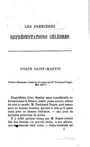 Tapa de Les premières représentations célèbres