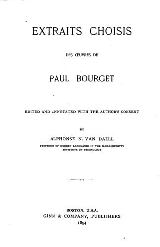 Tapa de Extraits choisis des œuvres de Paul Bourget
