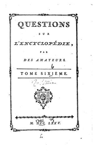 Tapa de Questions sur l'Encyclopedie